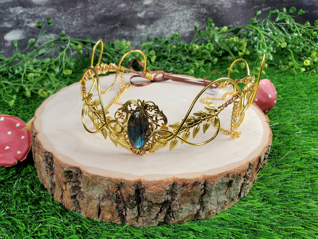 Morwenna in Gold - Labradorite Filigree Fairy Crown