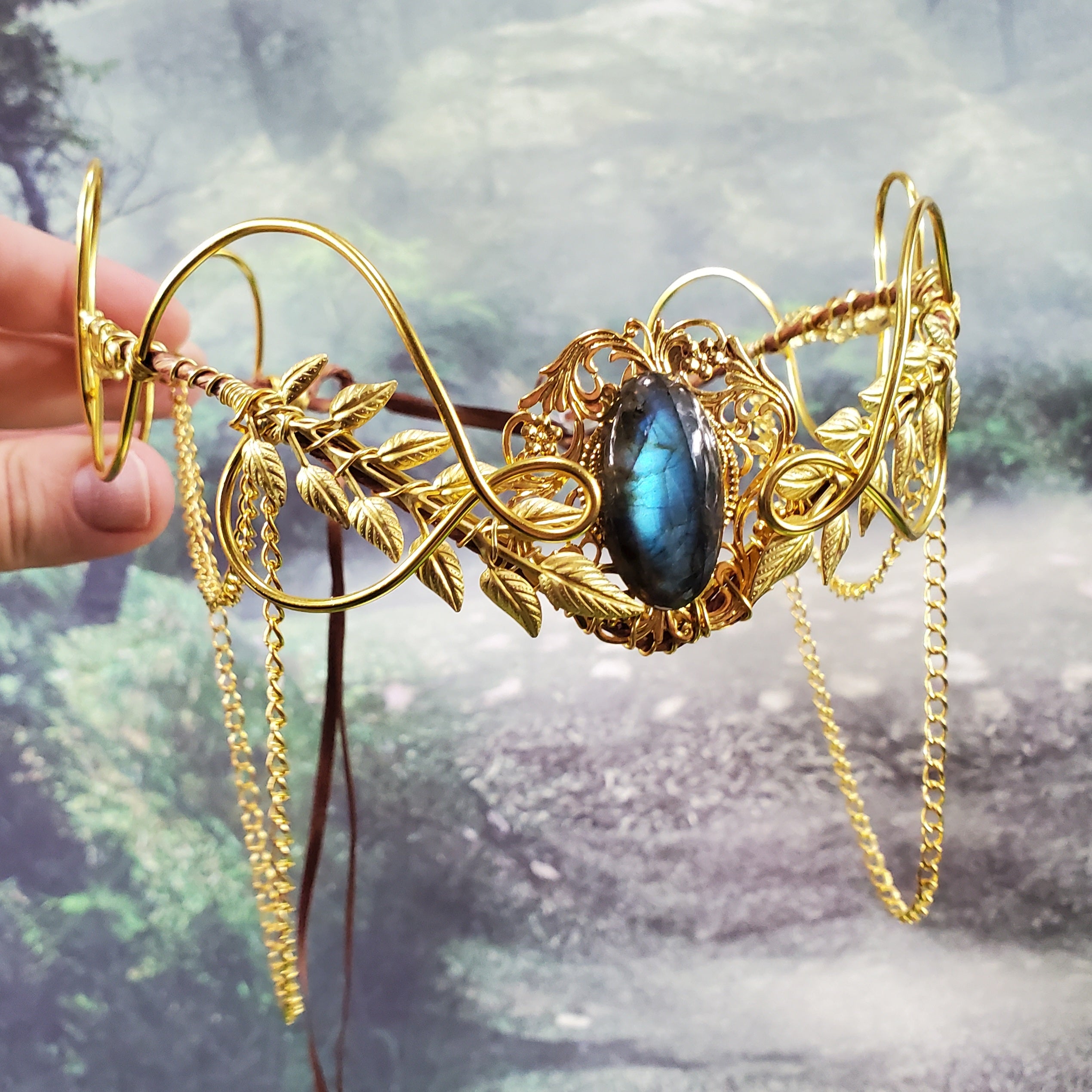Morwenna in Gold - Labradorite Filigree Fairy Crown
