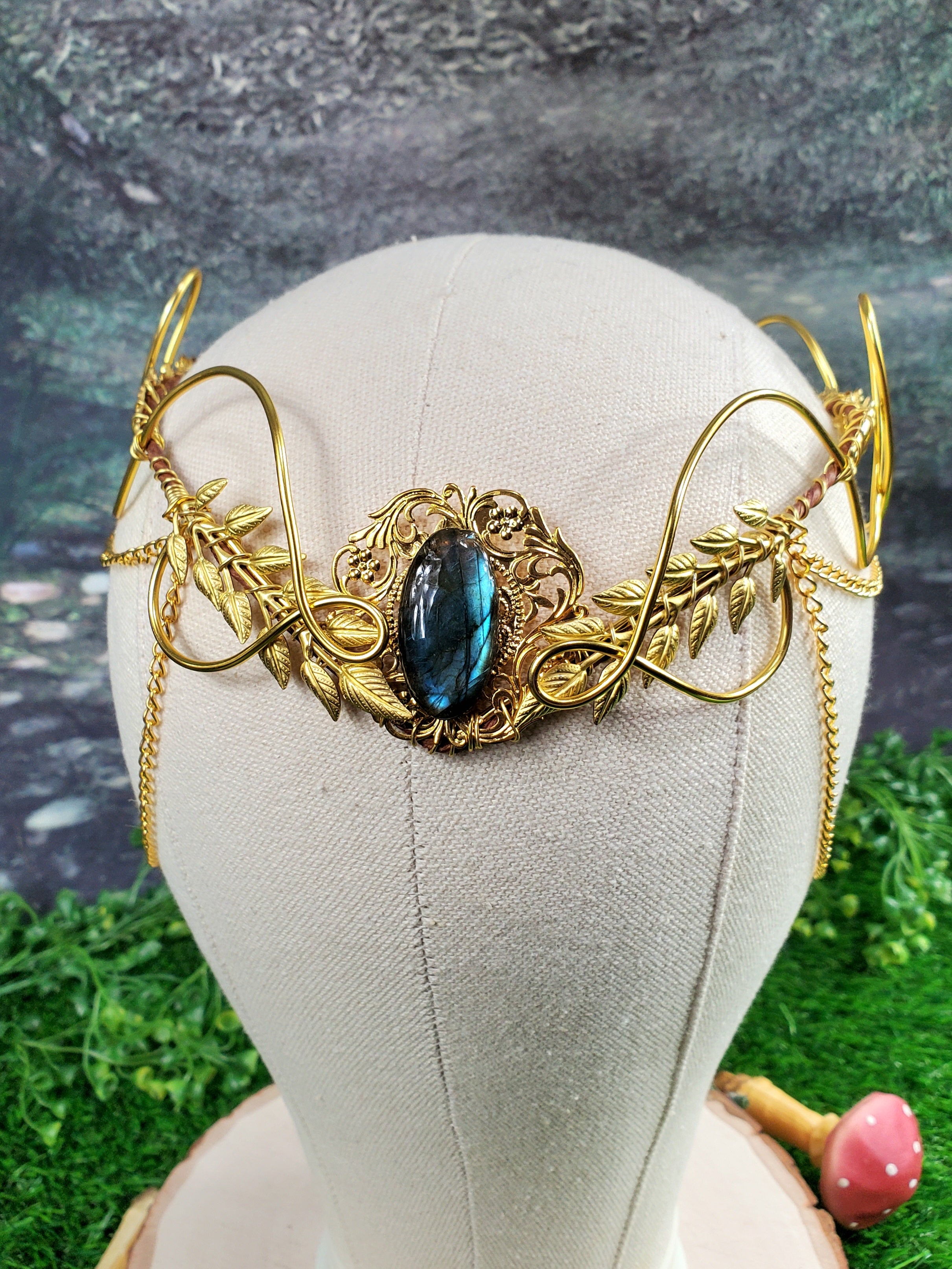 Morwenna in Gold - Labradorite Filigree Fairy Crown