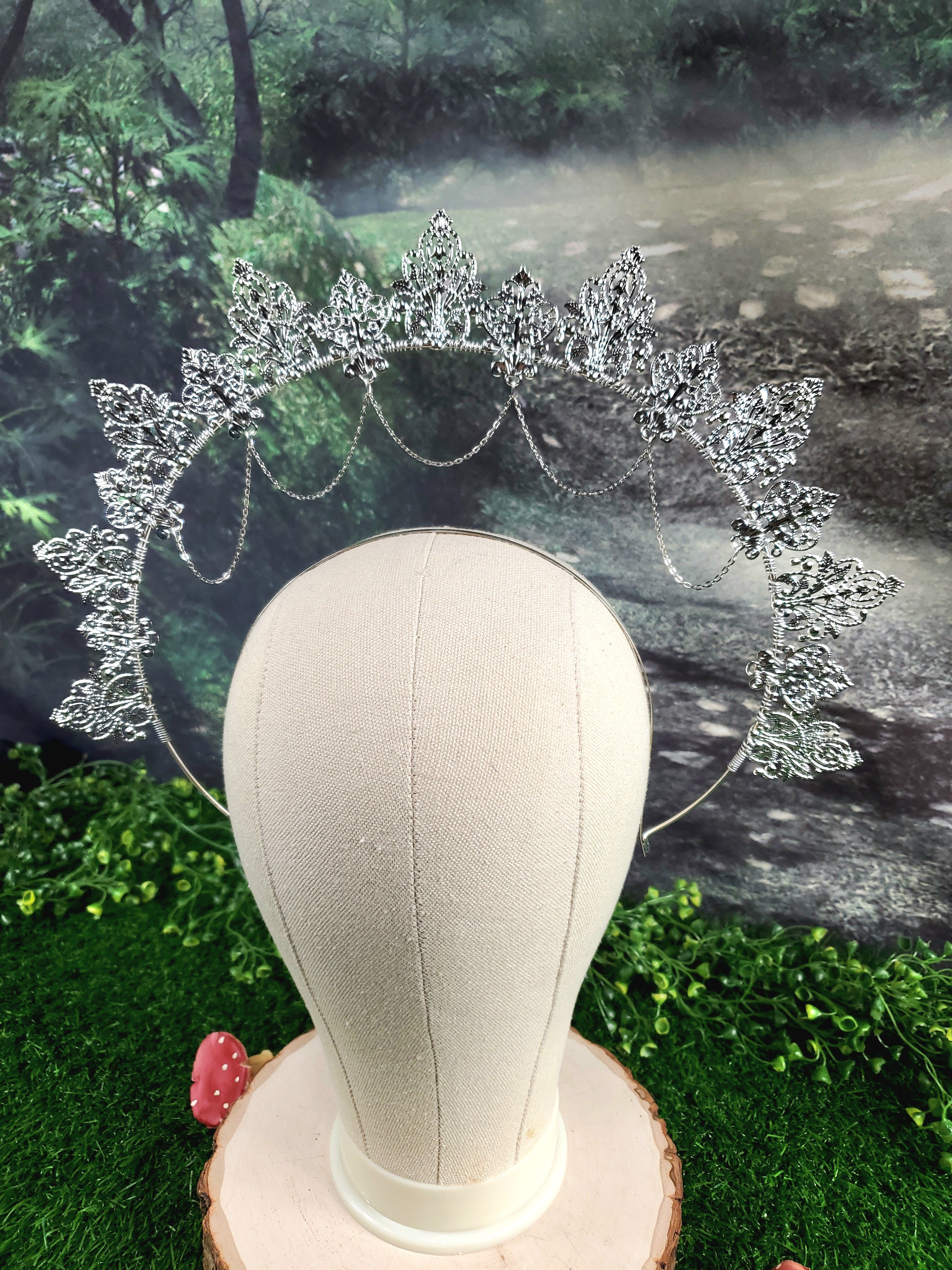 Silver Lace Filigree Goddess Halo