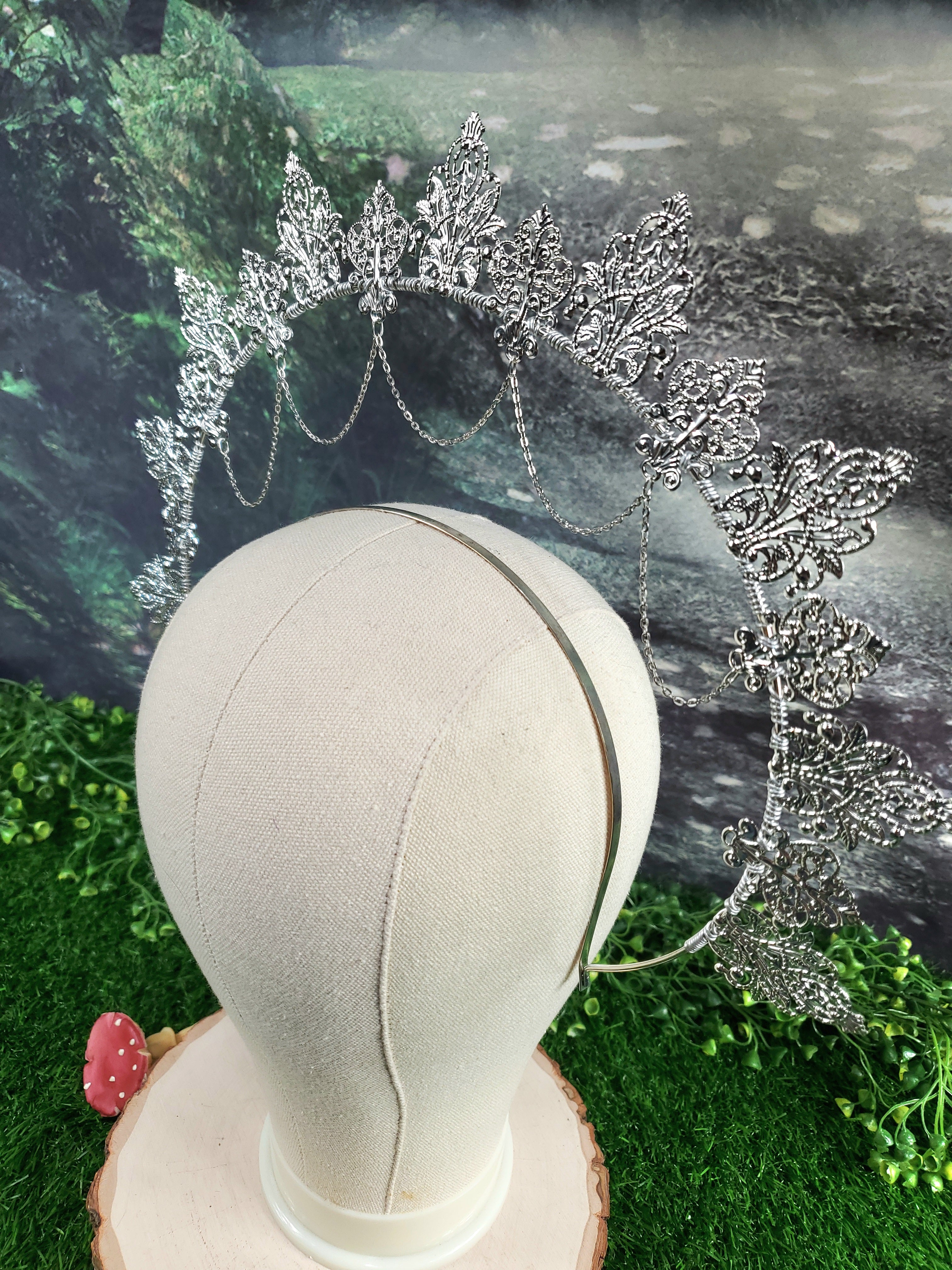 Silver Lace Filigree Goddess Halo