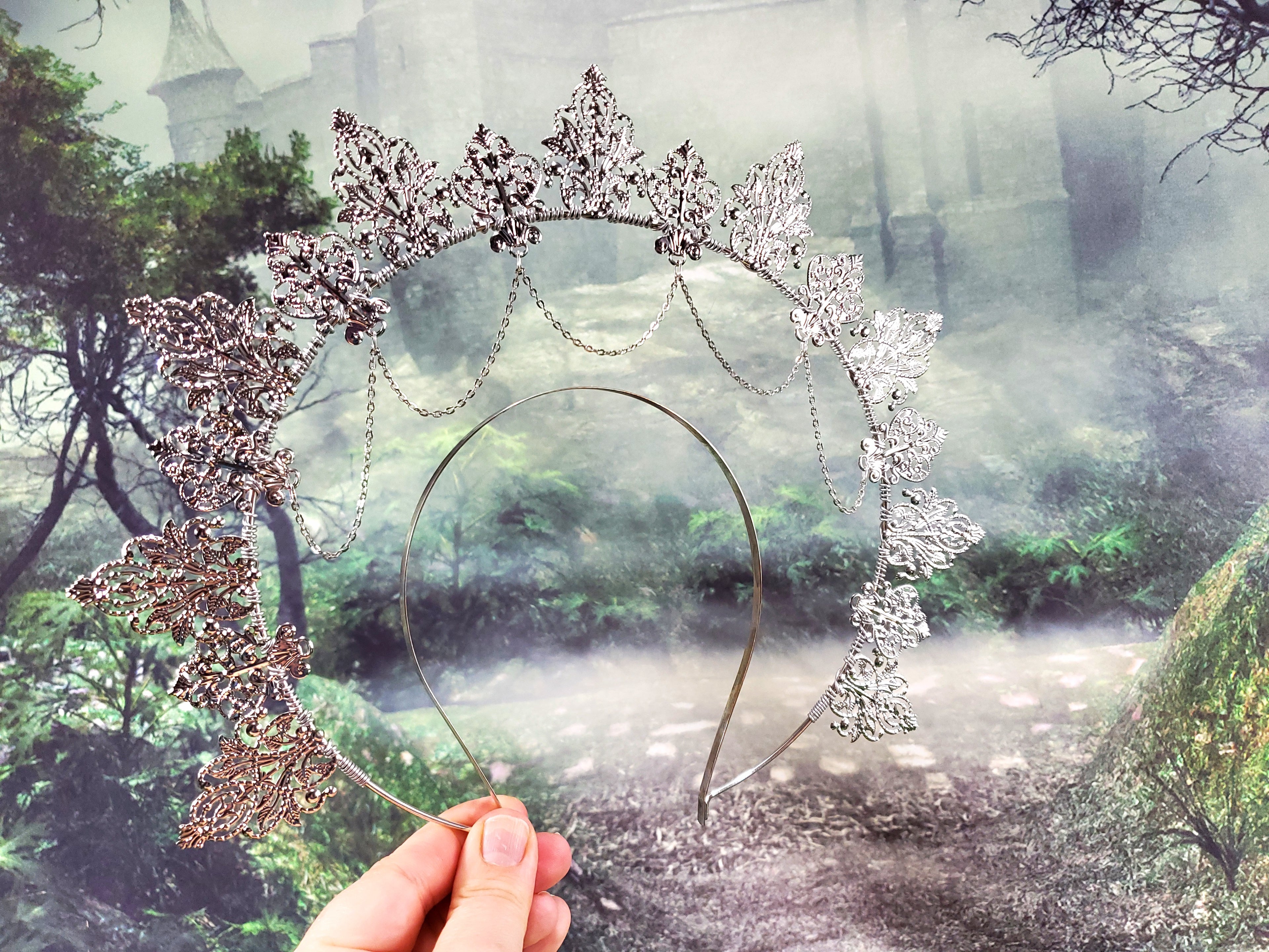 Silver Lace Filigree Goddess Halo