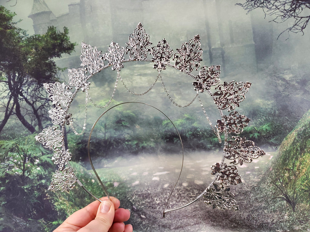 Silver Lace Filigree Goddess Halo