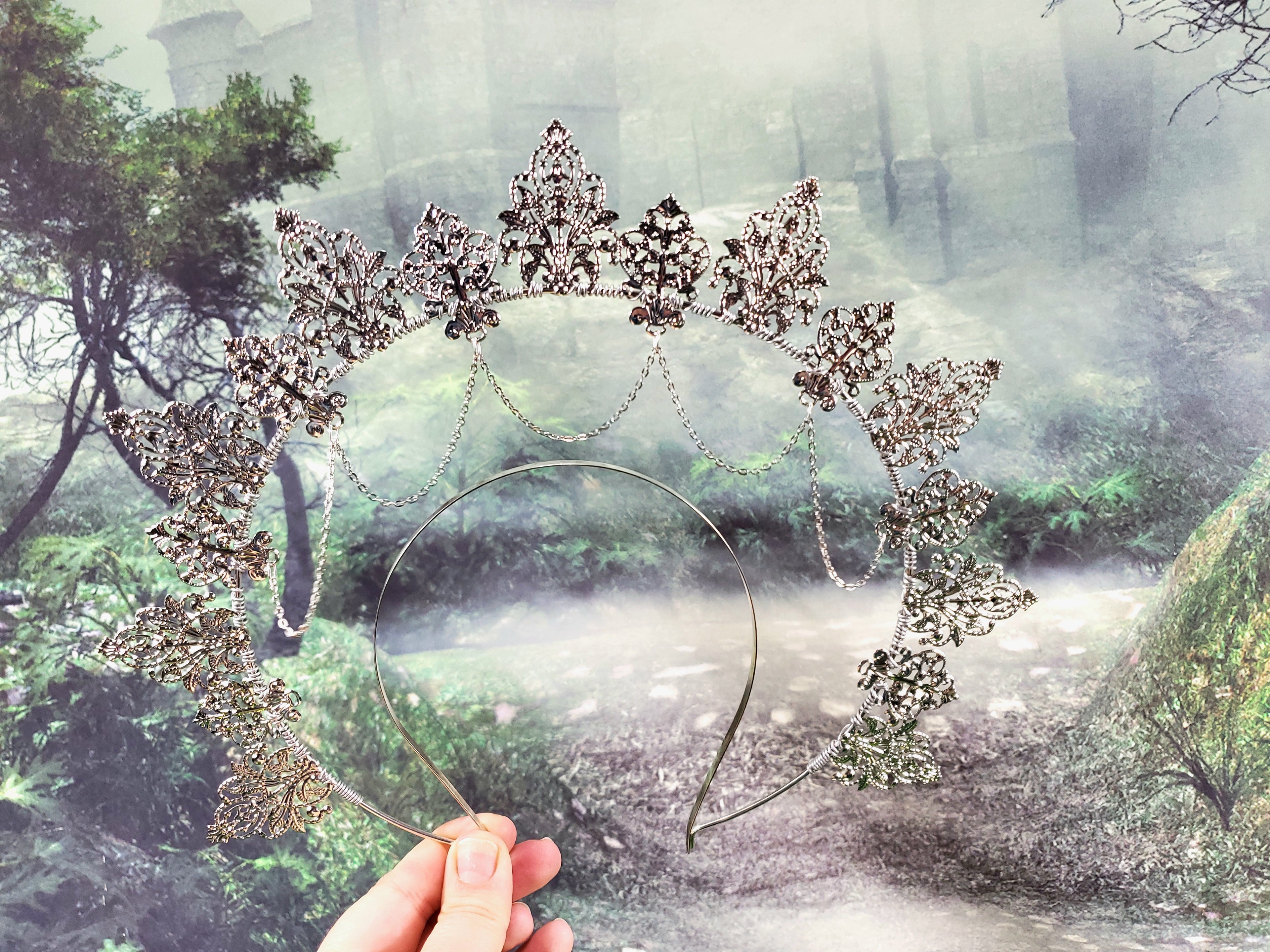 Silver Lace Filigree Goddess Halo