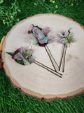 Greyish Lavender Floral Hair pins- Set of 3