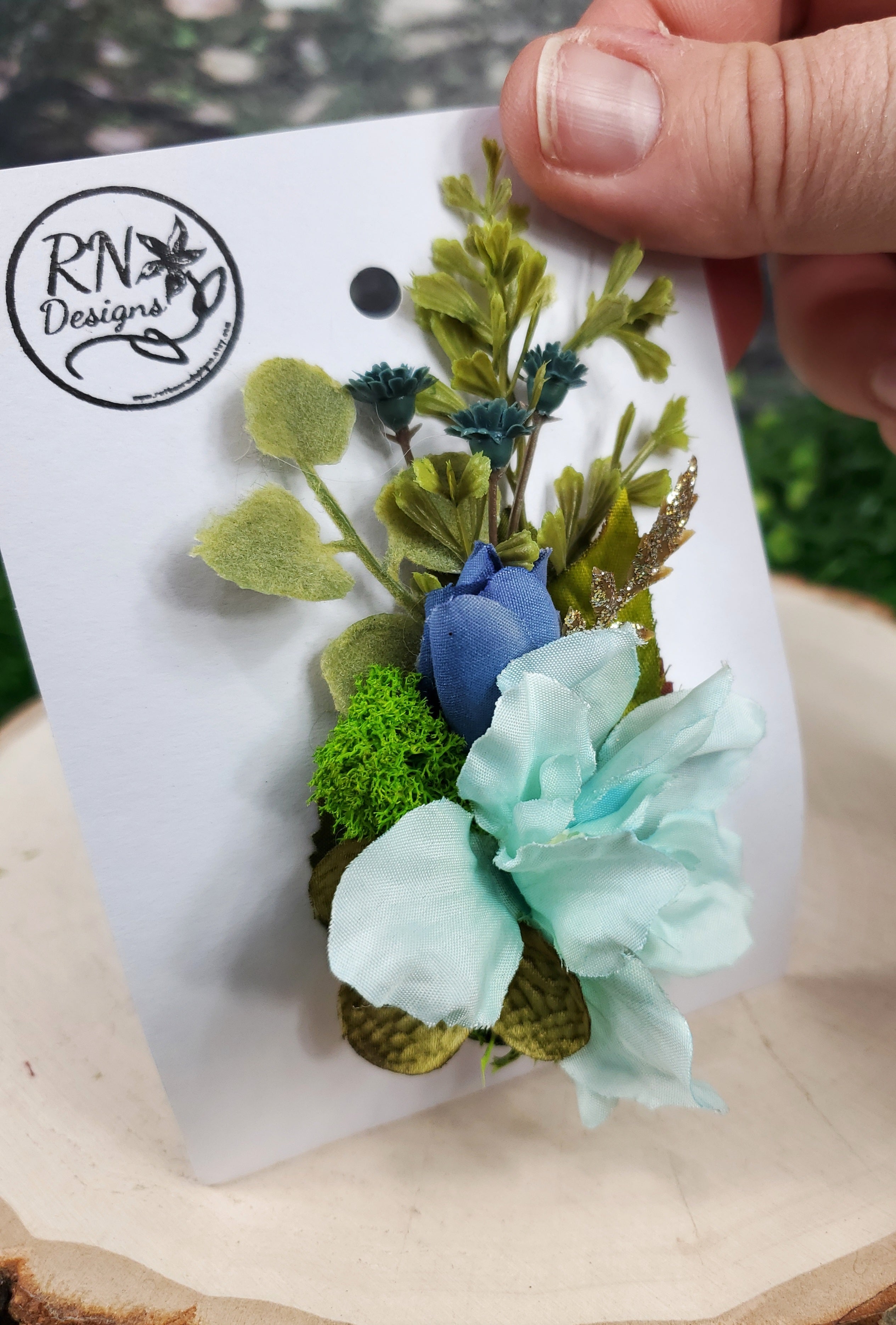 Flower Cottage Core Mini Hair Clip - Aqua & Blue