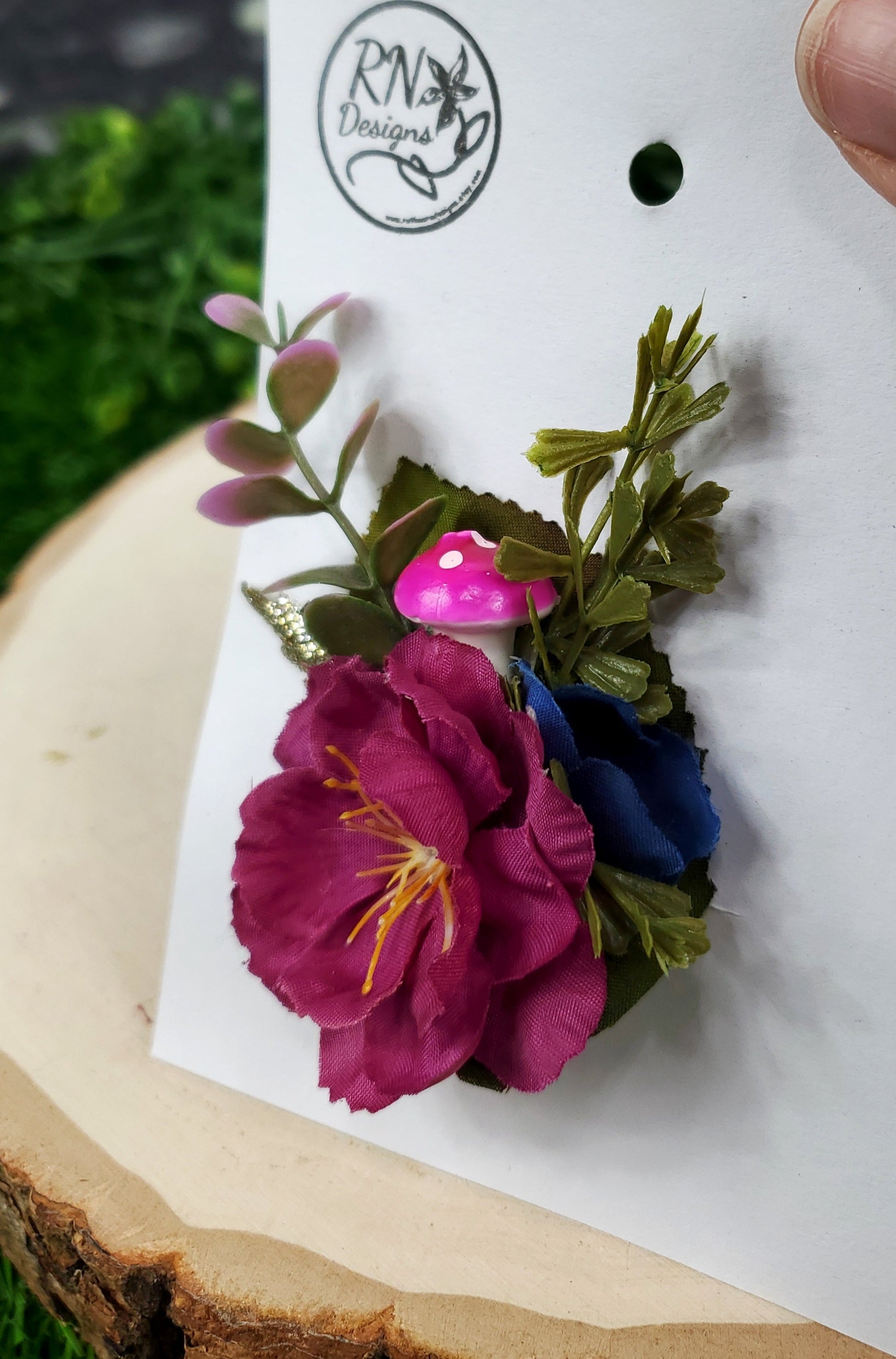 Flower Cottage Core Mini Hair Clip - Dark Rose Pink