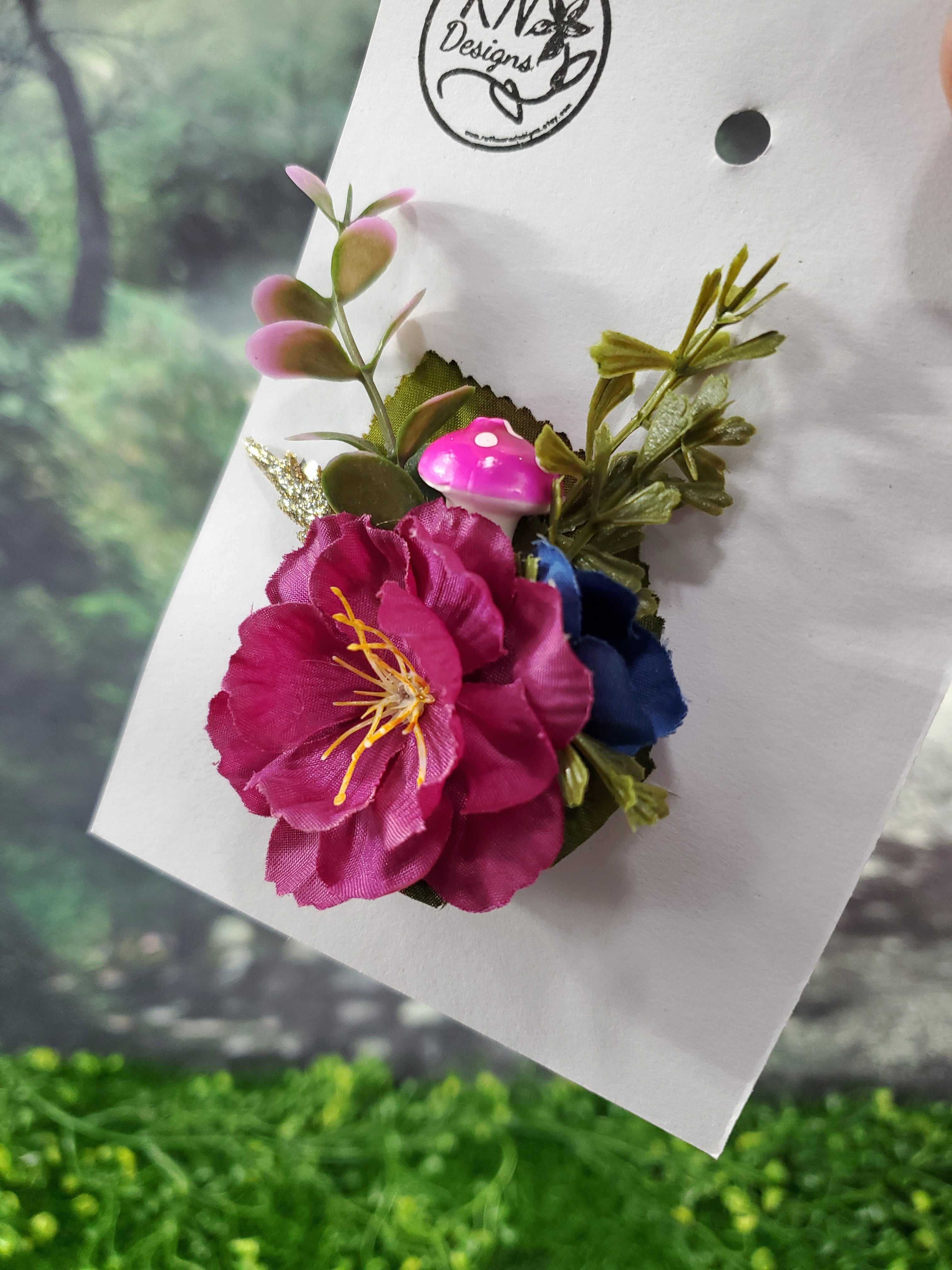 Flower Cottage Core Mini Hair Clip - Dark Rose Pink