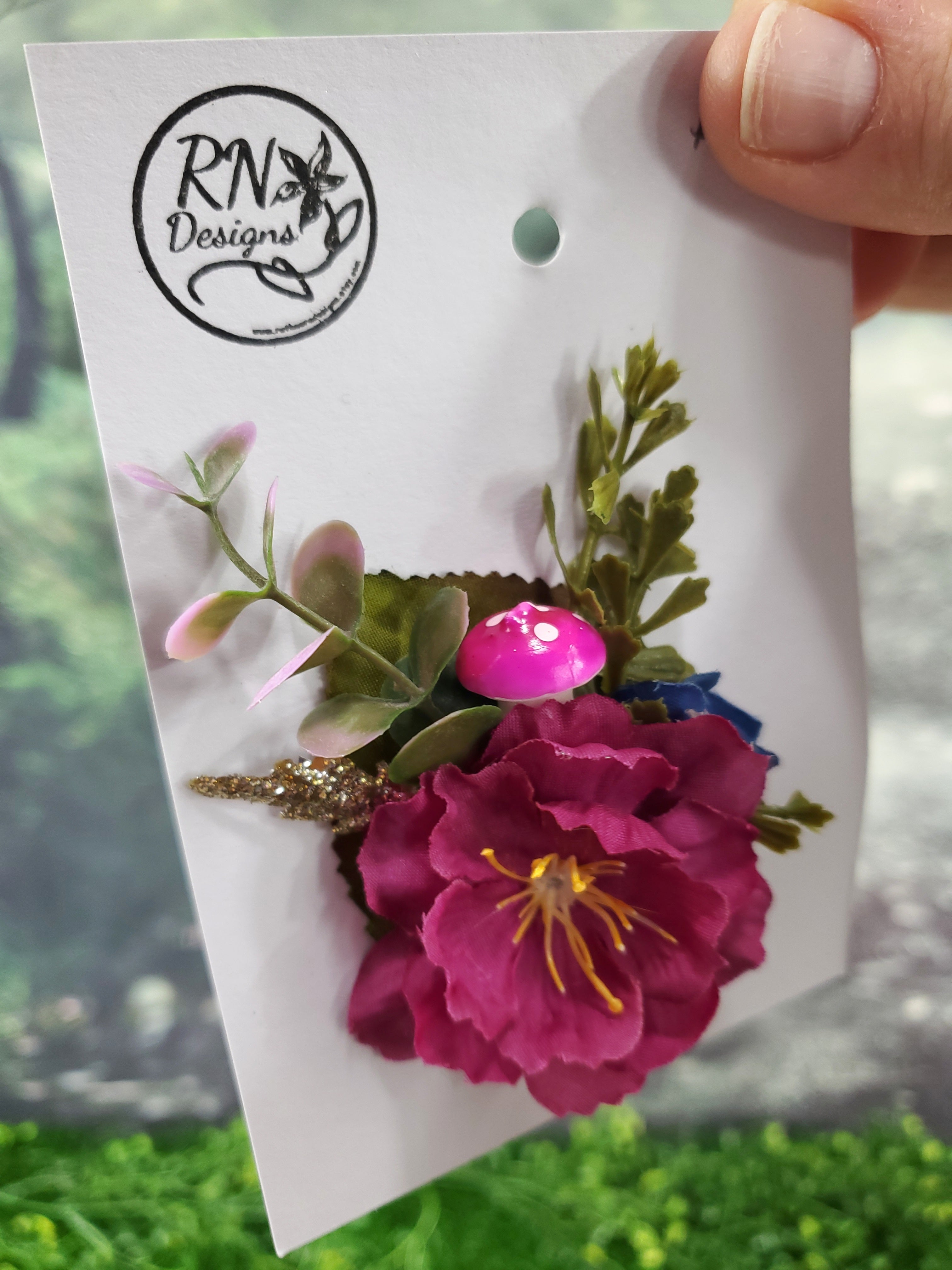 Flower Cottage Core Mini Hair Clip - Dark Rose Pink