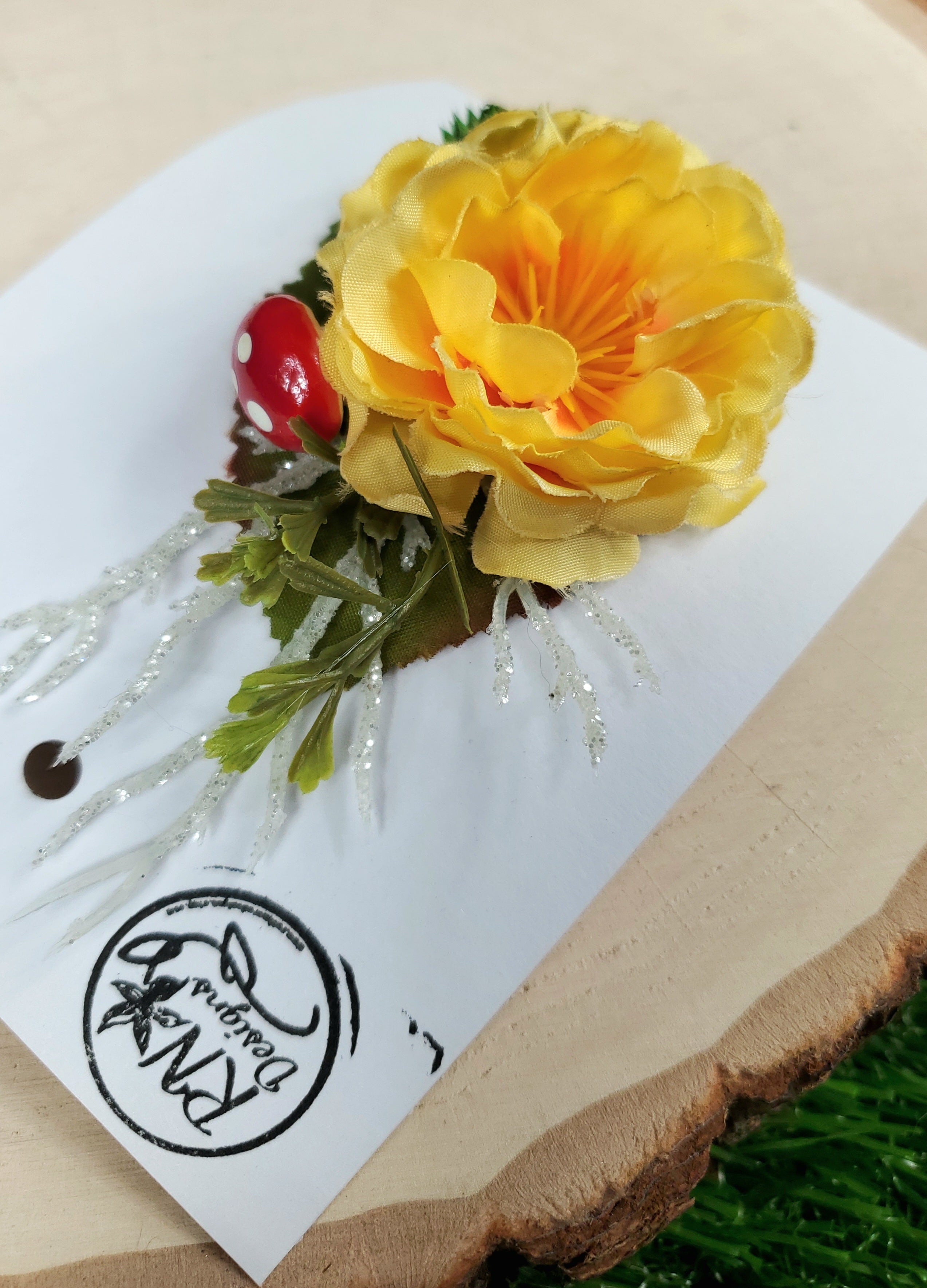 Flower Cottage Core Mini Hair Clip - Yellow