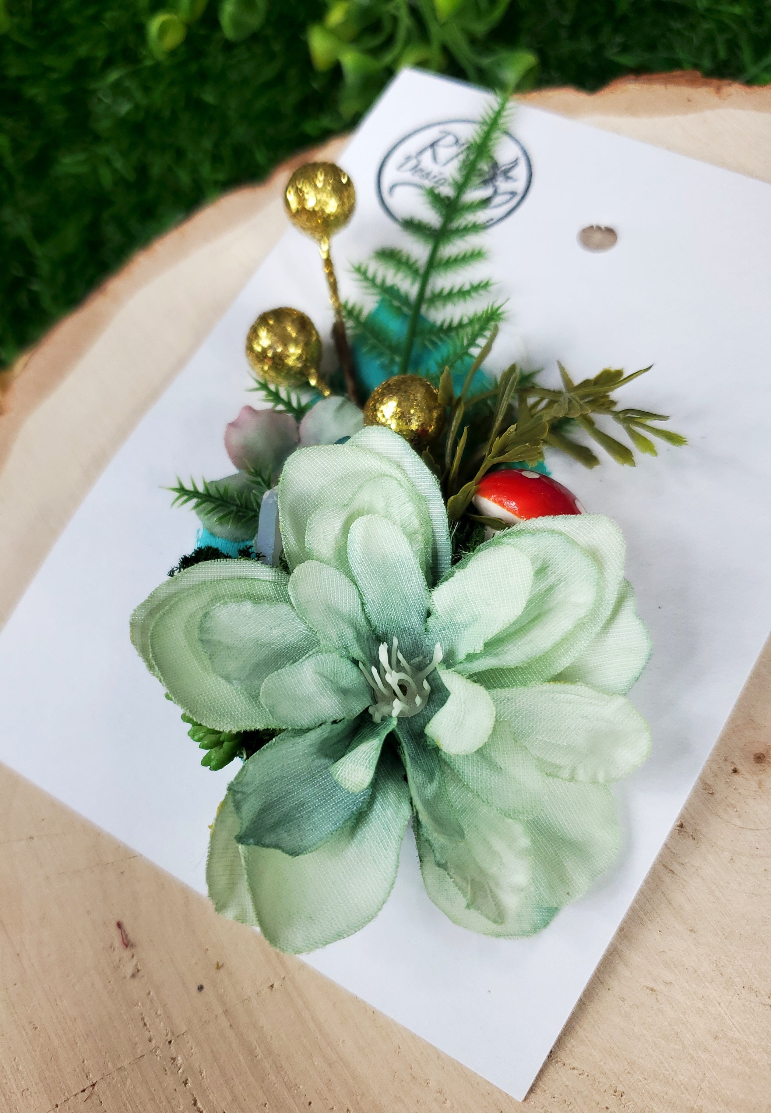 Pastel Green Flower Cottage Core Mini Hair Clip