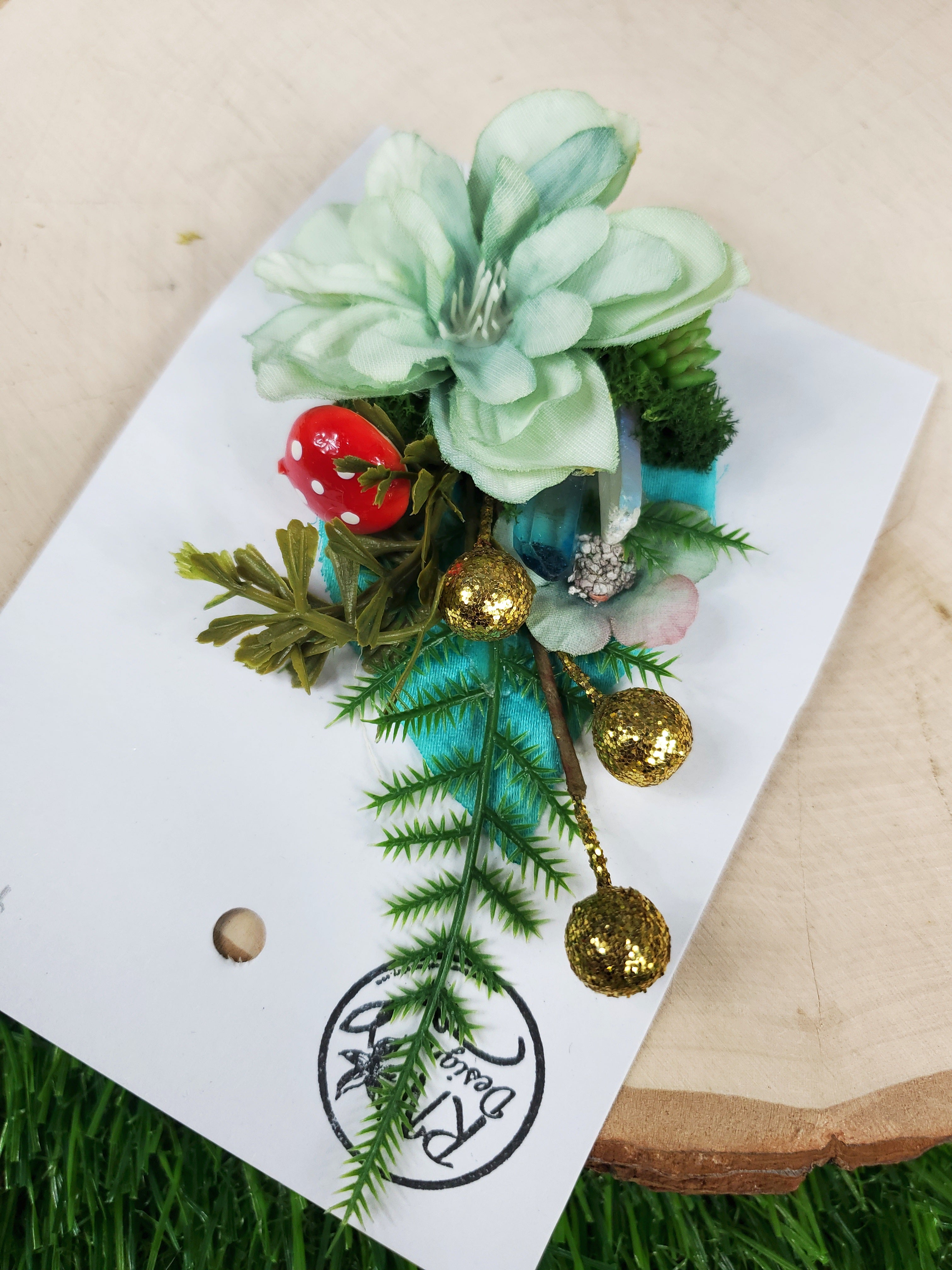 Pastel Green Flower Cottage Core Mini Hair Clip