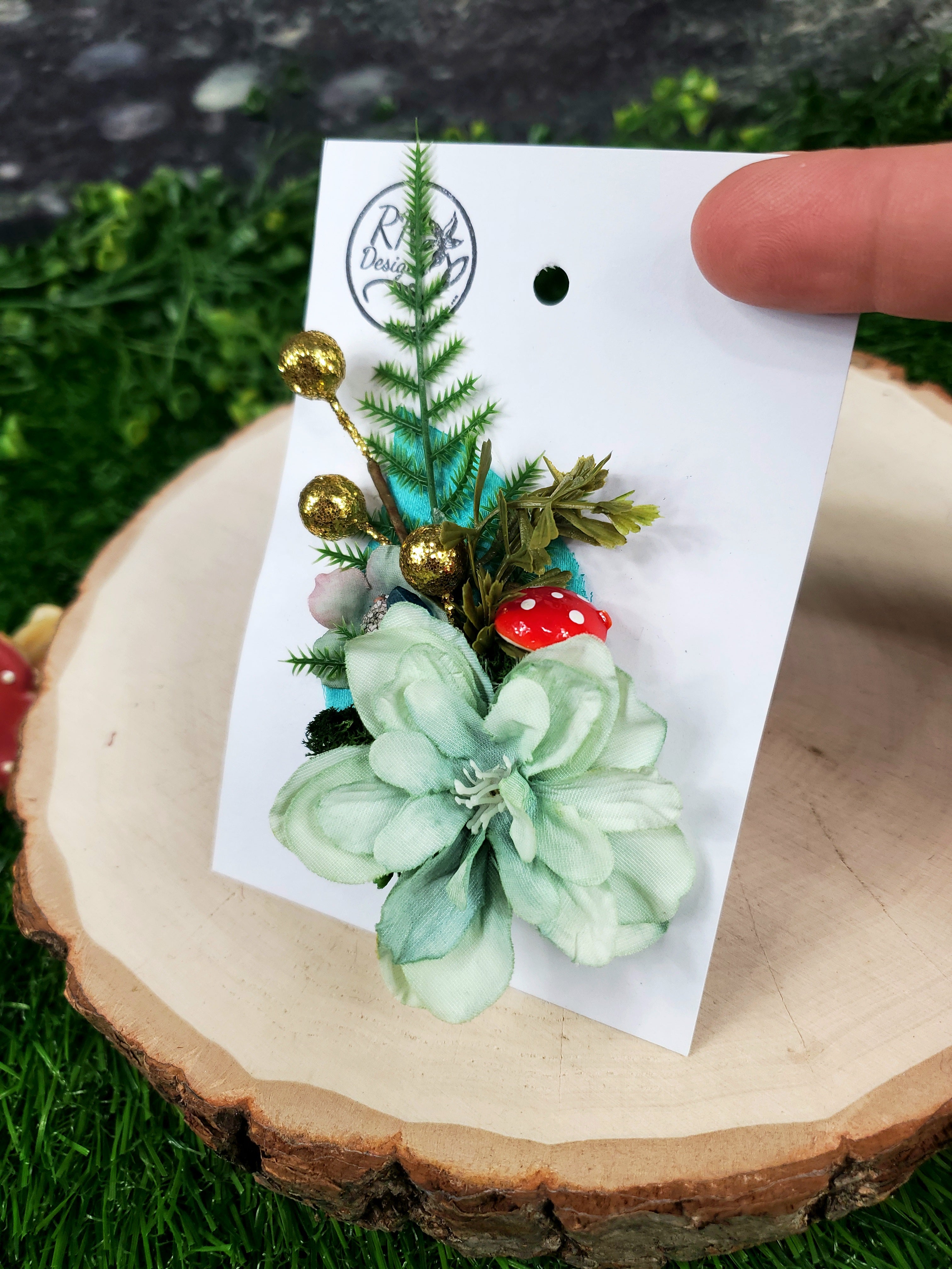 Pastel Green Flower Cottage Core Mini Hair Clip