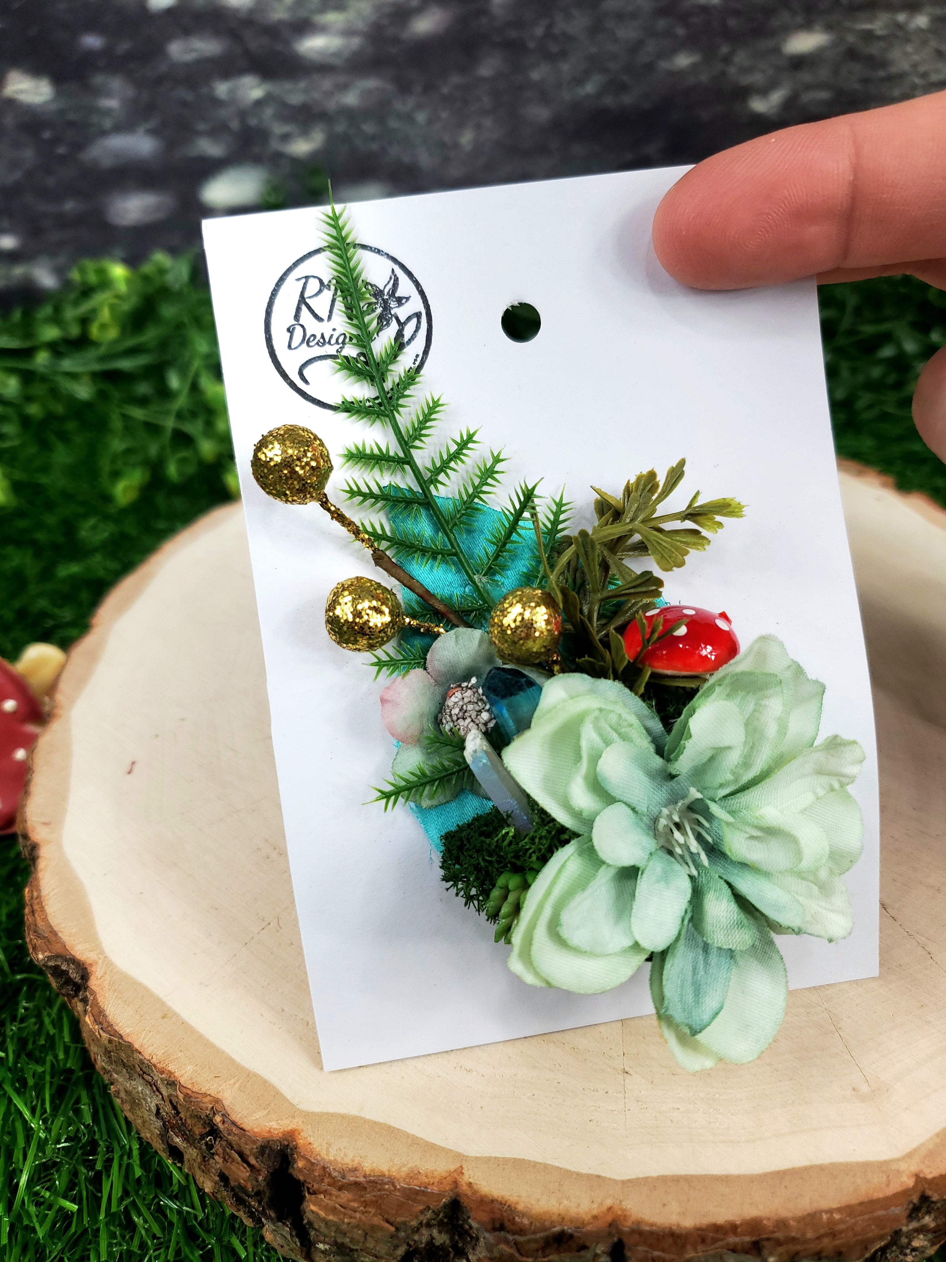 Pastel Green Flower Cottage Core Mini Hair Clip