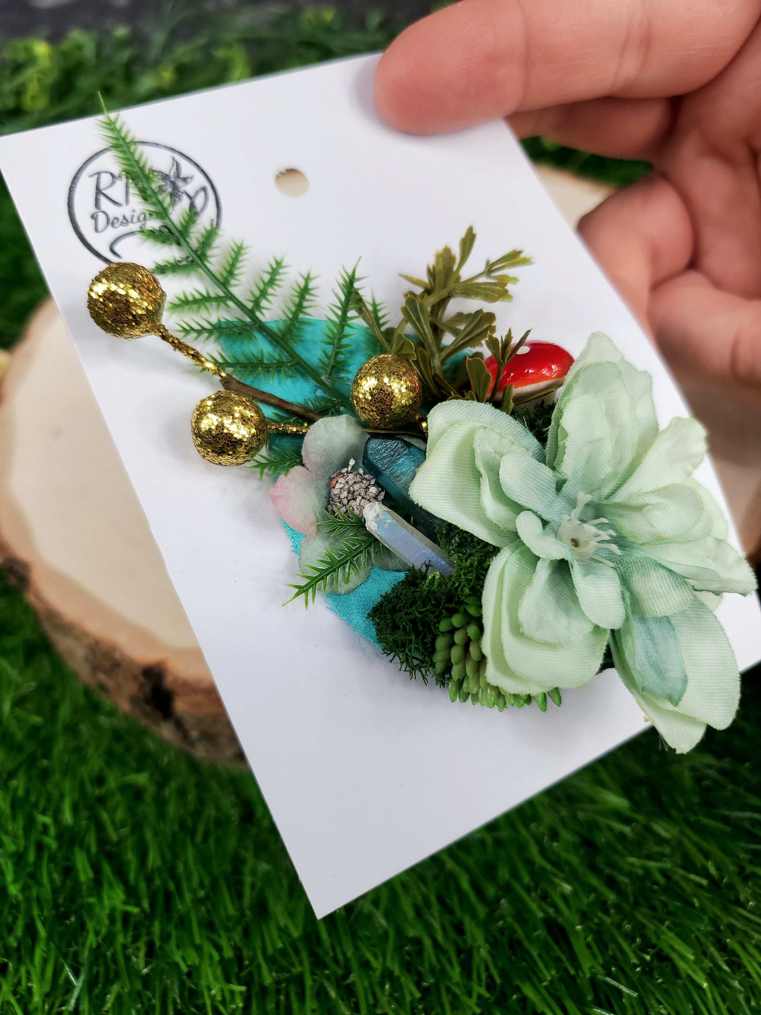 Pastel Green Flower Cottage Core Mini Hair Clip
