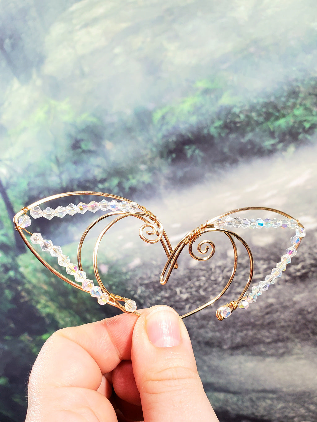 Simple Gold Jeweled Elven Ear Cuffs - Custom Colors