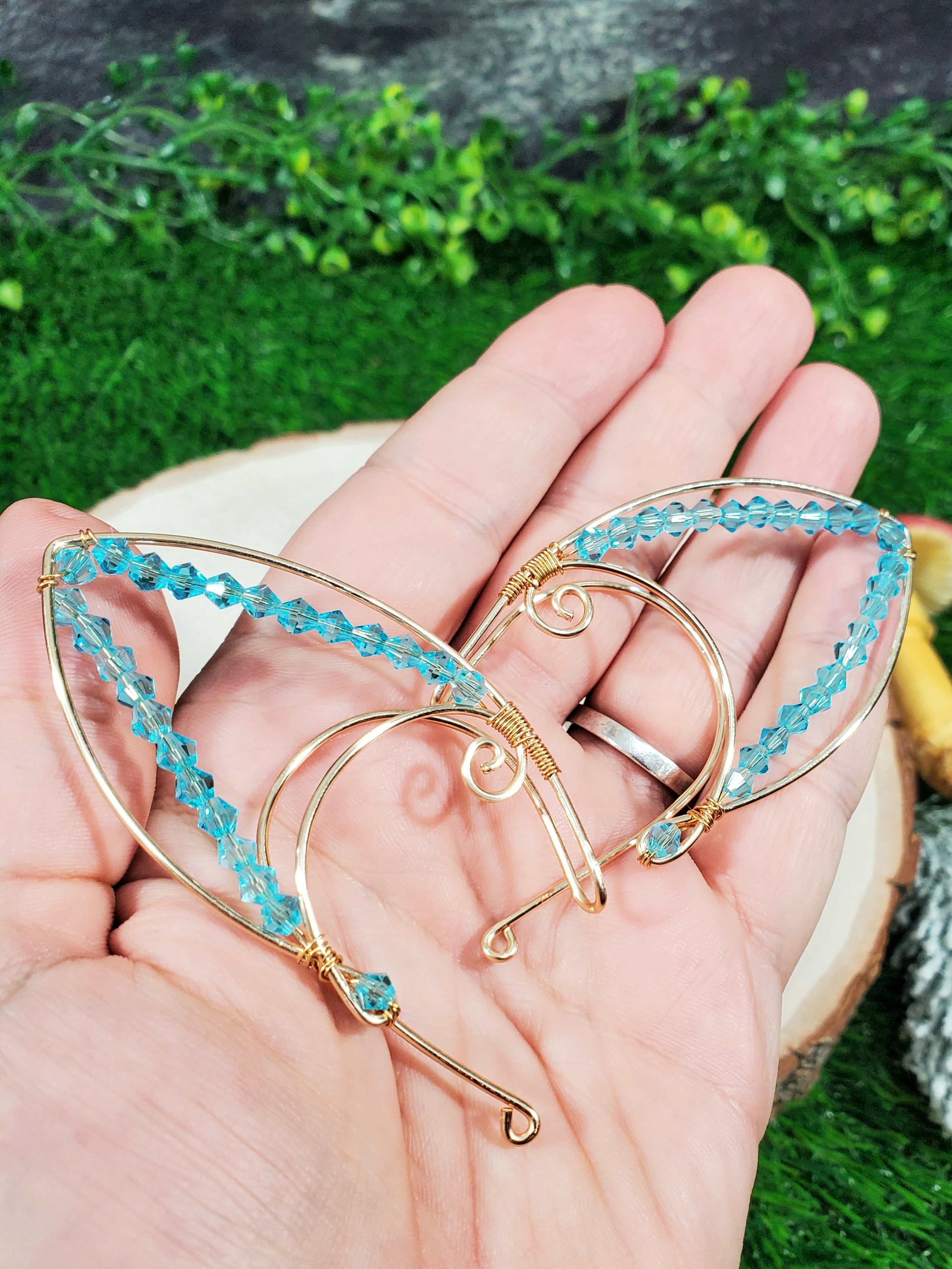 Simple Gold Jeweled Elven Ear Cuffs - Custom Colors