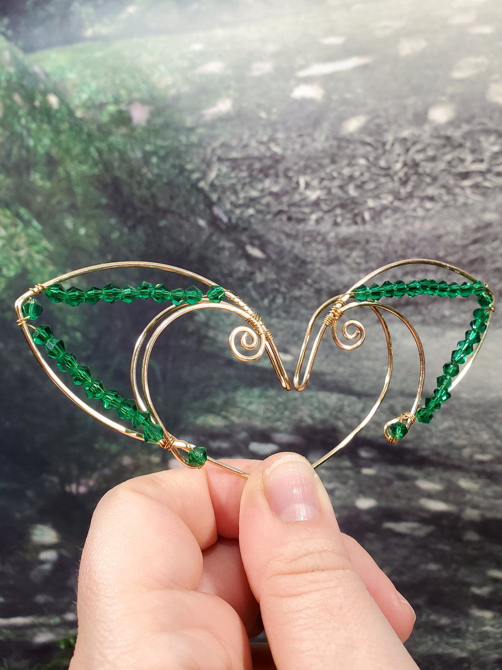 Simple Gold Jeweled Elven Ear Cuffs - Custom Colors
