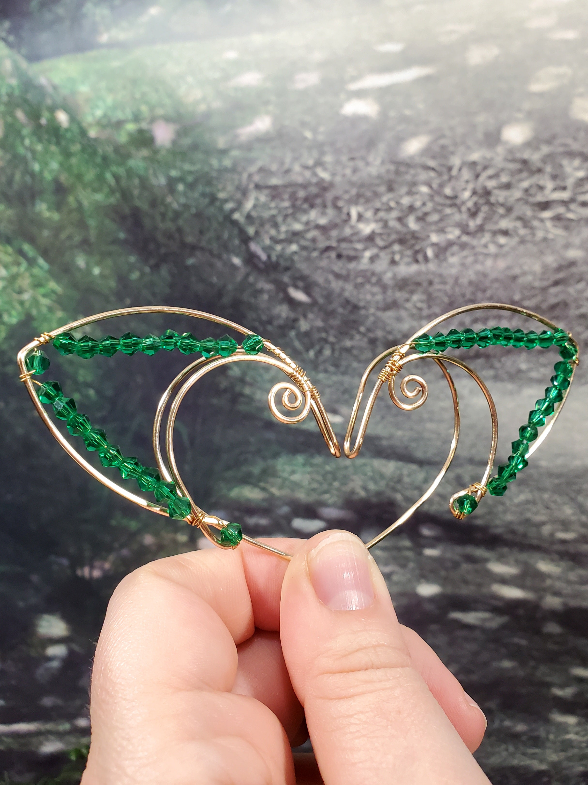 Simple Gold Jeweled Elven Ear Cuffs - Custom Colors
