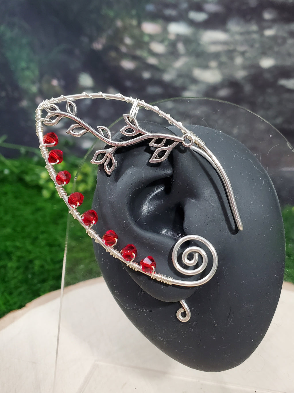 Silver Vine Jeweled Elven Ear Cuffs - Custom Colors